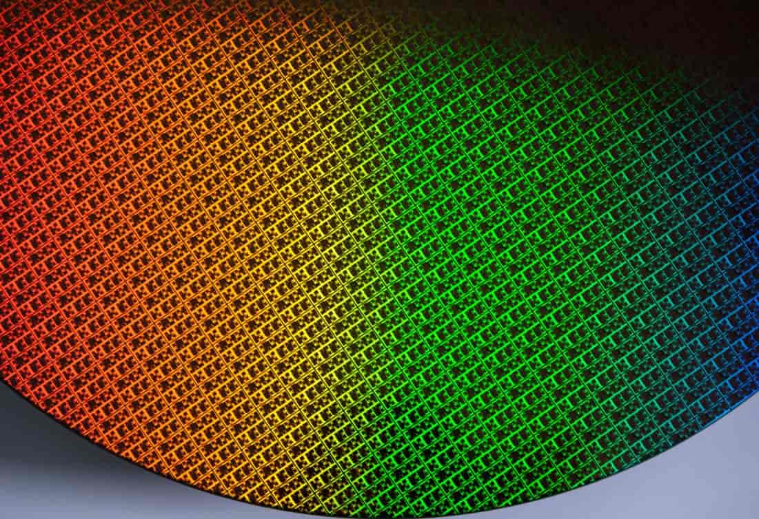 Intel 18A wafer close-up